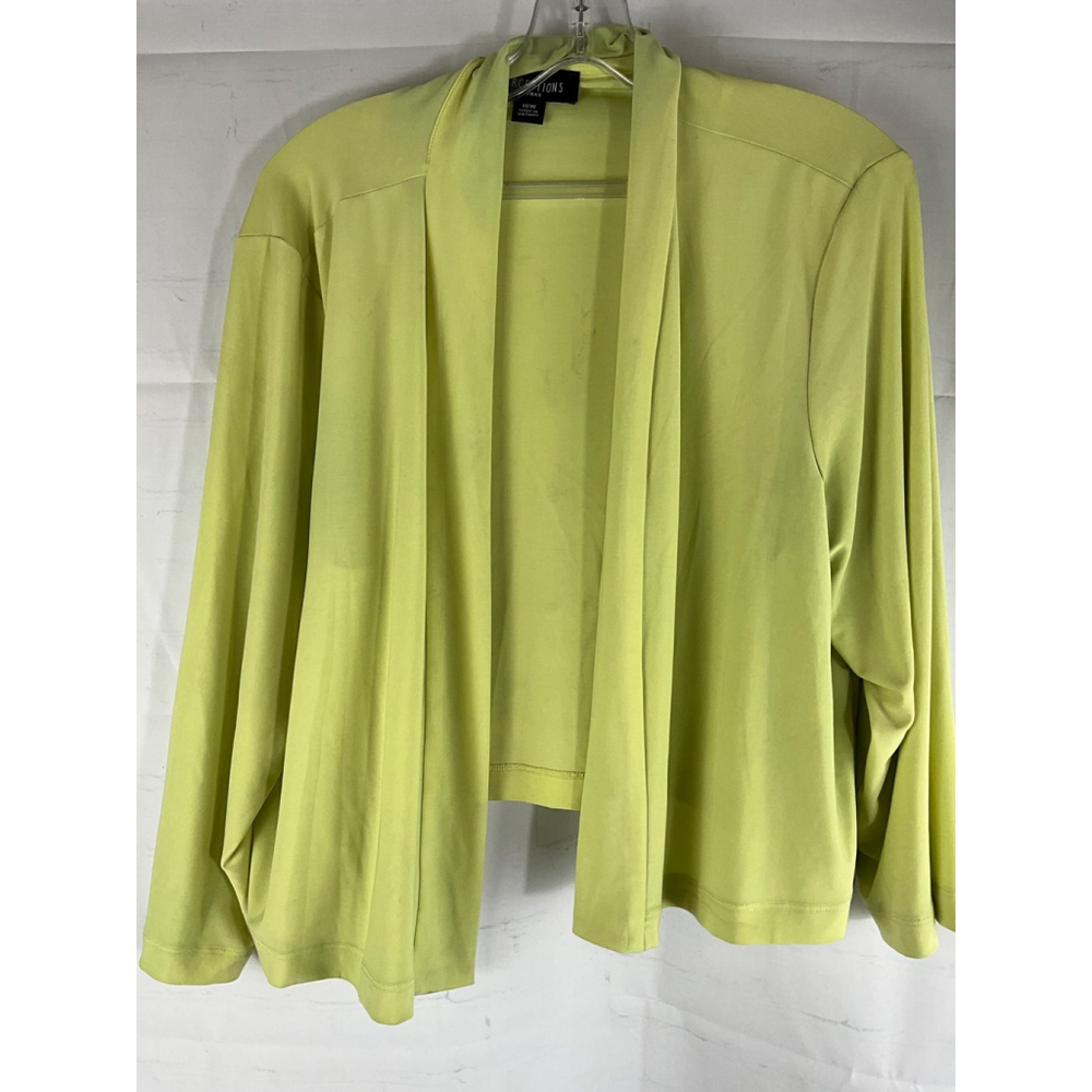 Perceptions Women's Open Front Cardigan Jacket 18W Lime Green Used